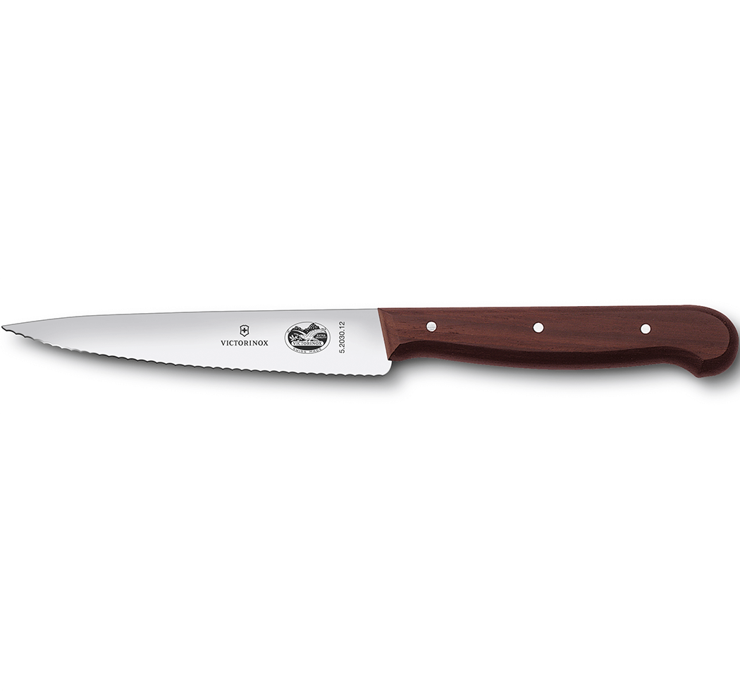 Кухонный разделочный нож с серейторным лезвием Victorinox Rosewood 5.2030.12